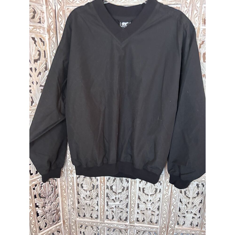 White Bear Microfiber Windshirt Pullover Long Sleeve V-Neck Golf Wind Shirt MED